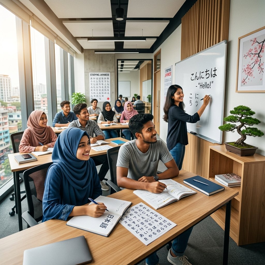 Bangladeshi students learning Japanese