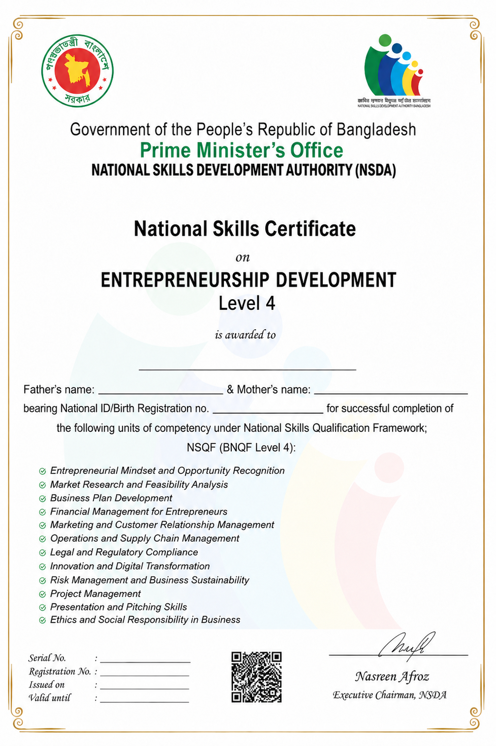 Entrepreneurship Development level 4- NSDA